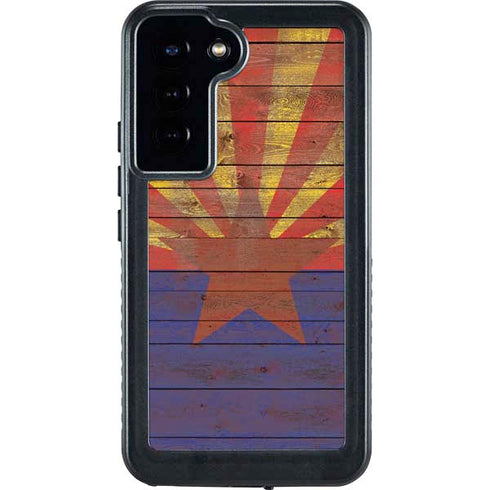 Arizona Flag Dark Wood Galaxy S23 Plus Waterproof Case