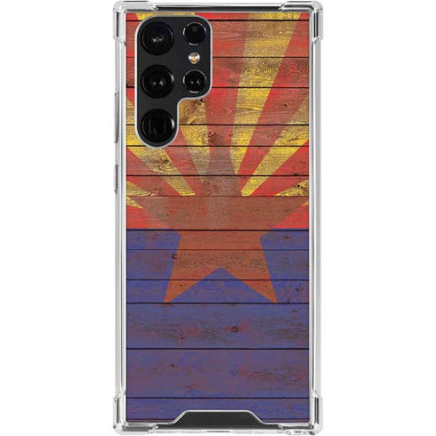 Arizona Flag Dark Wood Galaxy S24 Ultra Clear Case