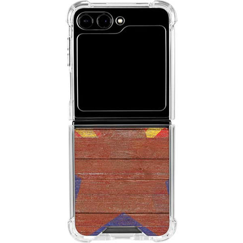 Arizona Flag Dark Wood Galaxy Z Flip5 5G Clear Case