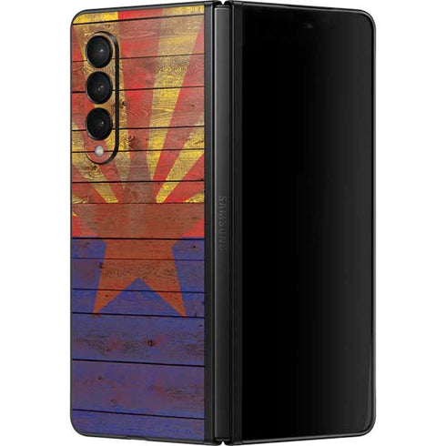 Arizona Flag Dark Wood Galaxy Z Fold3 5G Skin