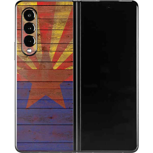 Arizona Flag Dark Wood Galaxy Z Fold3 5G Skin