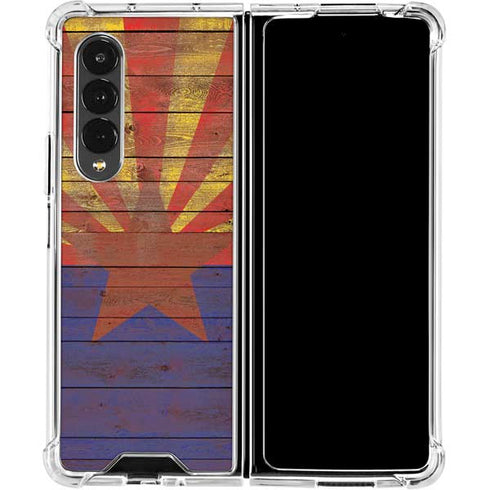 Arizona Flag Dark Wood Galaxy Z Fold4 5G Clear Case