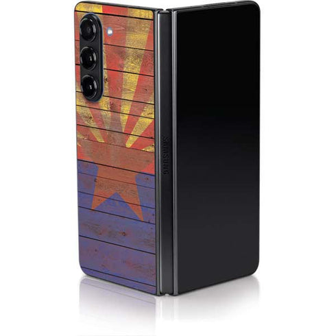 Arizona Flag Dark Wood Galaxy Z Fold5 5G Skin