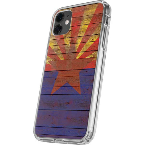 Arizona Flag Dark Wood iPhone 11 Clear Case