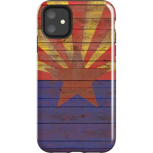 Arizona Flag Dark Wood iPhone 11 Impact Case