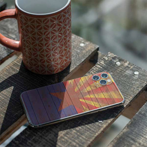 Arizona Flag Dark Wood iPhone 11 Pro Max Skin