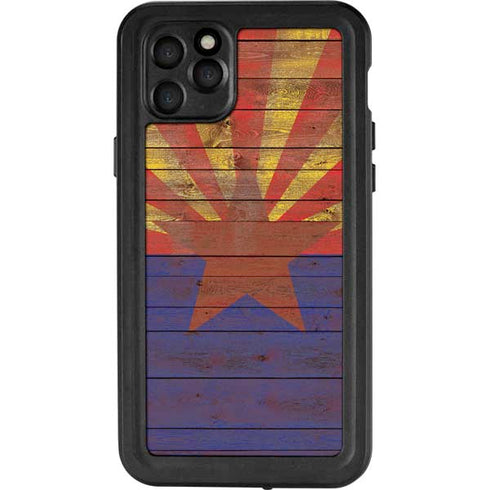 Arizona Flag Dark Wood iPhone 11 Pro Max Waterproof Case