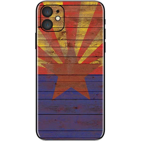 Arizona Flag Dark Wood iPhone 11 Skin