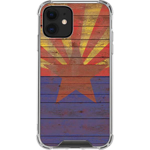 Arizona Flag Dark Wood iPhone 12 Clear Case
