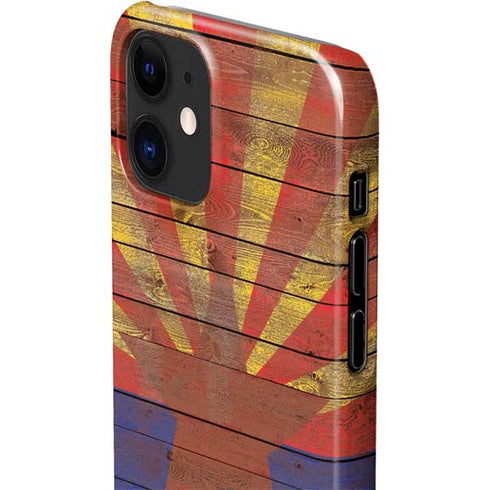 Arizona Flag Dark Wood iPhone 12 Mini Lite Case