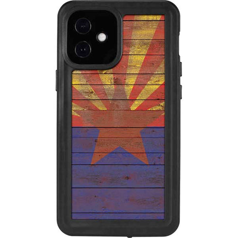 Arizona Flag Dark Wood iPhone 12 Mini Waterproof Case