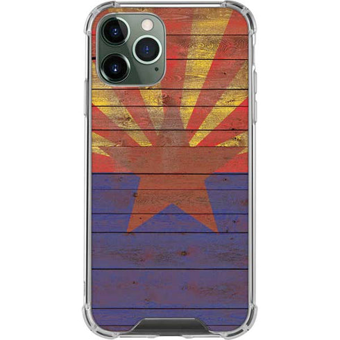 Arizona Flag Dark Wood iPhone 12 Pro Clear Case