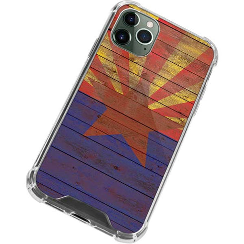 Arizona Flag Dark Wood iPhone 12 Pro Clear Case