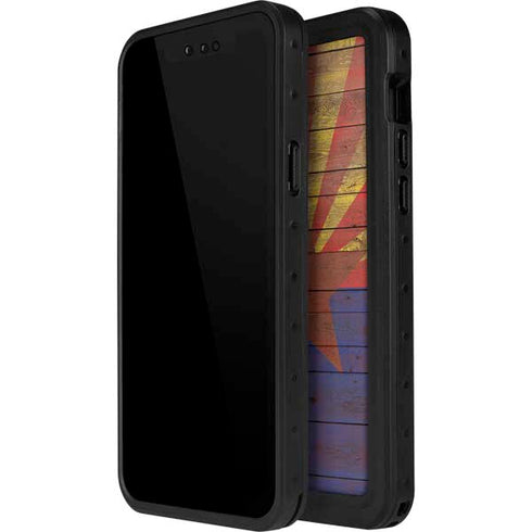 Arizona Flag Dark Wood iPhone 12 Pro Waterproof Case