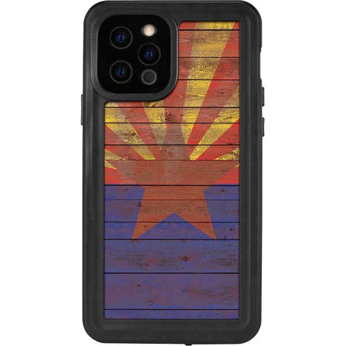 Arizona Flag Dark Wood iPhone 12 Pro Waterproof Case