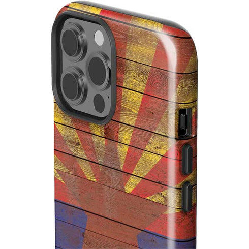 Arizona Flag Dark Wood iPhone 13 Pro Max Impact Case