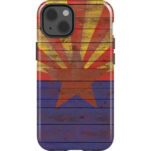 Arizona Flag Dark Wood iPhone 15 Impact Case