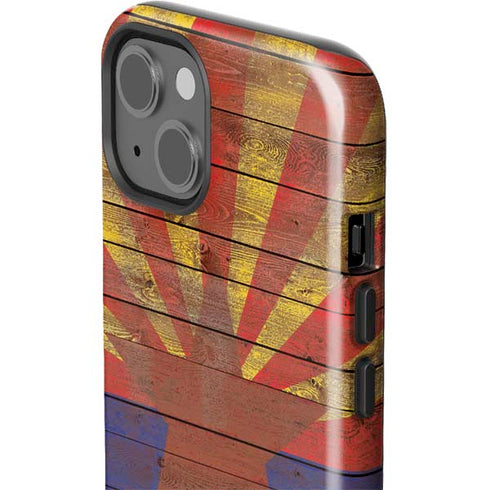 Arizona Flag Dark Wood iPhone 14 Impact Case