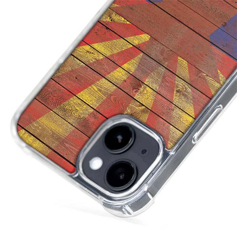 Arizona Flag Dark Wood iPhone 15 Plus MagSafe Case