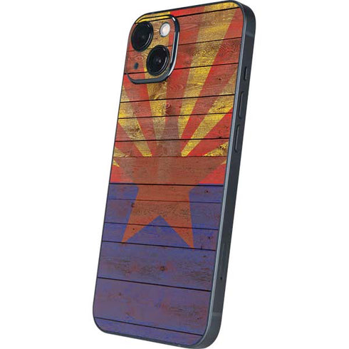 Arizona Flag Dark Wood iPhone 15 Plus Skin