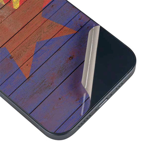 Arizona Flag Dark Wood iPhone 14 Plus Skin