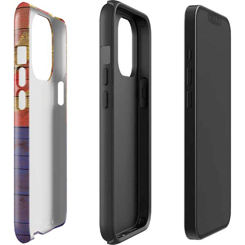 Arizona Flag Dark Wood iPhone 14 Pro Impact Case