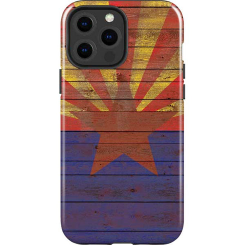 Arizona Flag Dark Wood iPhone 15 Pro Max Impact Case