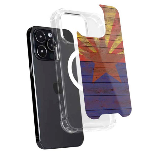 Arizona Flag Dark Wood iPhone 14 Pro Max MagSafe Case