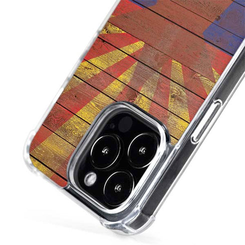Arizona Flag Dark Wood iPhone 14 Pro Max MagSafe Case