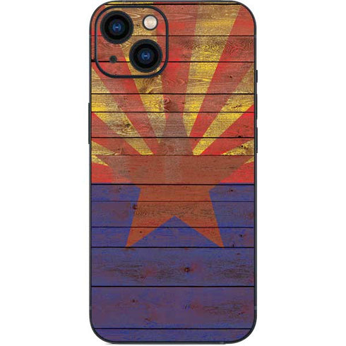 Arizona Flag Dark Wood iPhone 14 Skin
