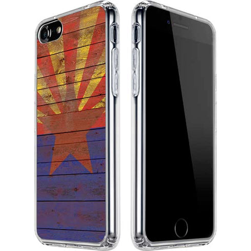 Arizona Flag Dark Wood iPhone SE (2nd & 3rd Gen) Clear Case