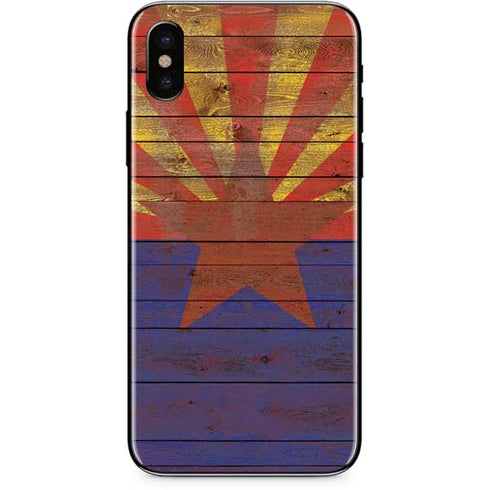 Arizona Flag Dark Wood iPhone X Skin