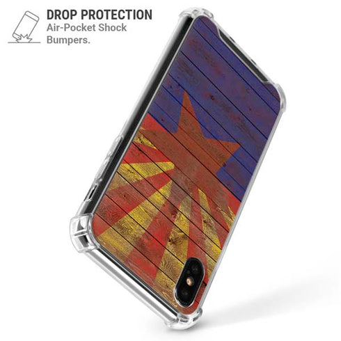 Arizona Flag Dark Wood iPhone XS Max Clear Case