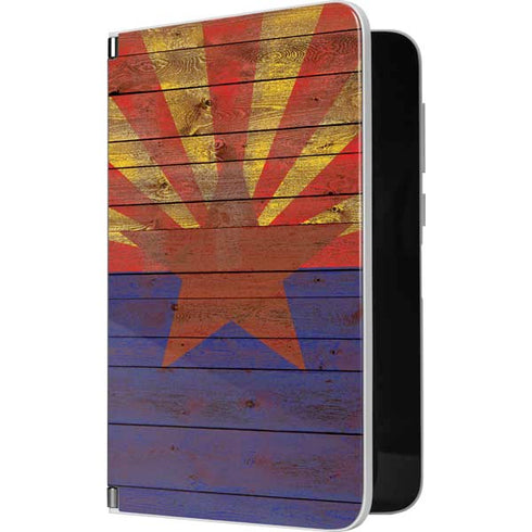 Arizona Flag Dark Wood Surface Duo Skin
