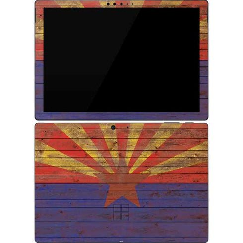 Arizona Flag Dark Wood Surface Pro 7 Skin