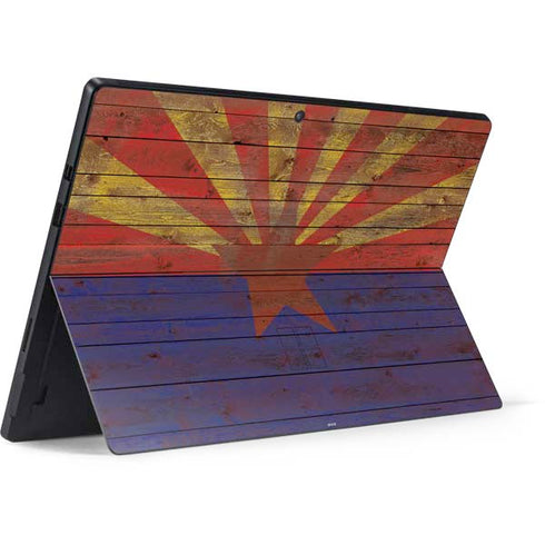 Arizona Flag Dark Wood Surface Pro 7 Skin