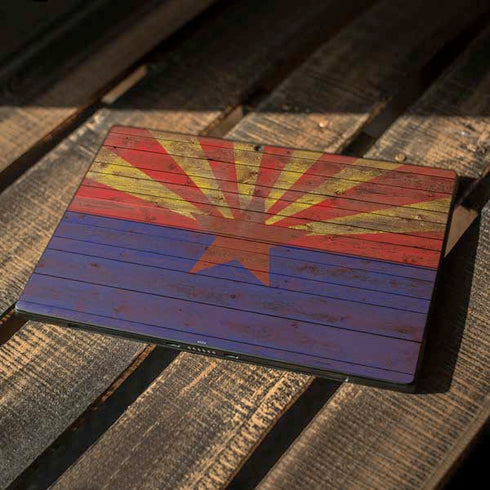 Arizona Flag Dark Wood Surface Pro 7 Skin