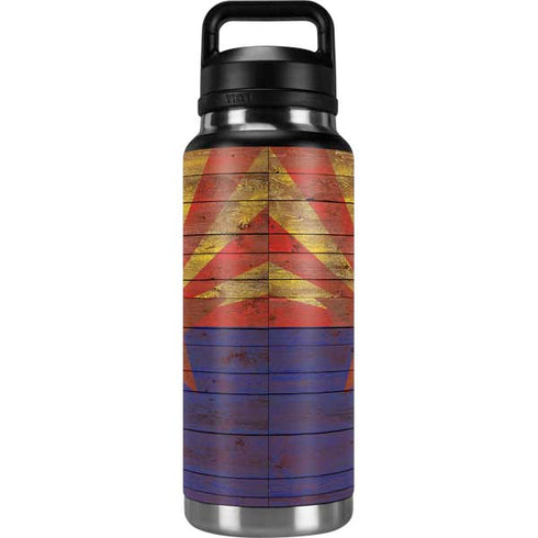Arizona Flag Dark Wood YETI Rambler 36oz Bottle Skin