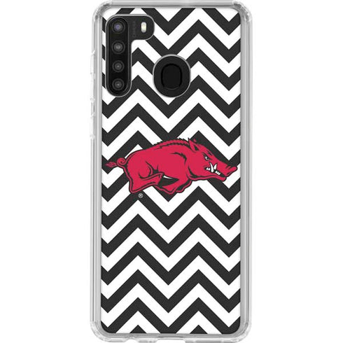 University of Arkansas-Fayetteville Chevron Print Galaxy A21 Clear Case