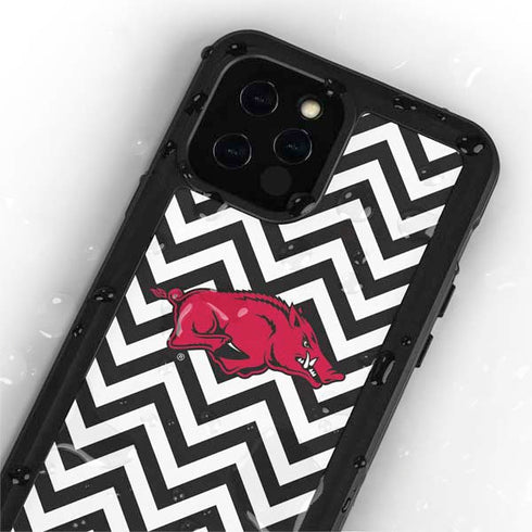 University of Arkansas-Fayetteville Chevron Print iPhone 12 Pro Waterproof Case
