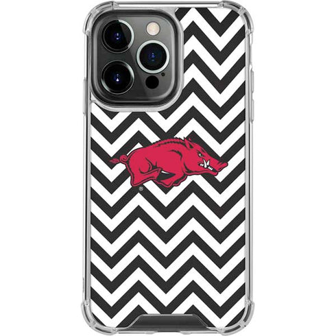 University of Arkansas-Fayetteville Chevron Print iPhone 15 Pro Clear Case