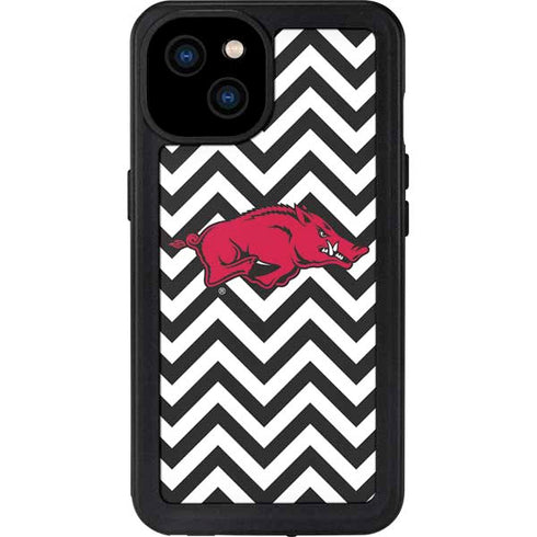 University of Arkansas-Fayetteville Chevron Print iPhone 15 Plus Waterproof Case