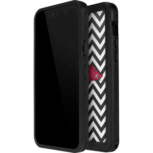 University of Arkansas-Fayetteville Chevron Print iPhone 15 Plus Waterproof Case