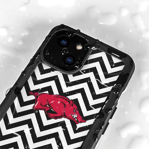University of Arkansas-Fayetteville Chevron Print iPhone 15 Plus Waterproof Case