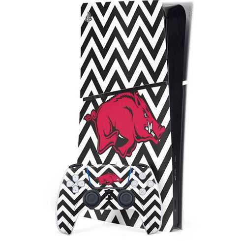 University of Arkansas-Fayetteville Chevron Print PS5 Slim Digital Edition Bundle Skin