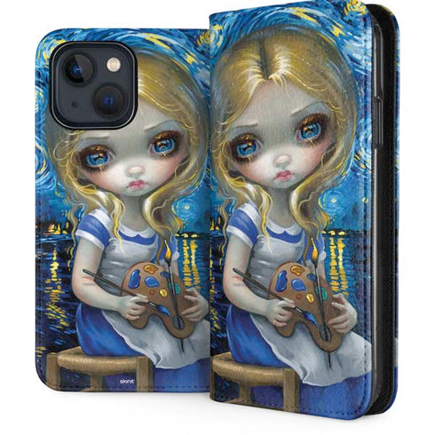 Artist Alice in Van Gogh Starry Night by Jasmine Becket-Griffith iPhone 15 Plus Folio Case
