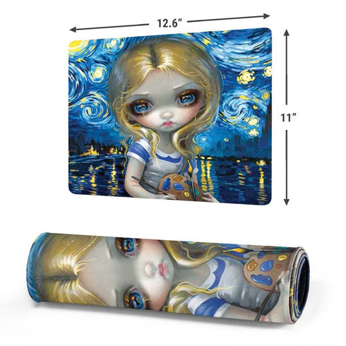Artist Alice in Van Gogh Starry Night by Jasmine Becket-Griffith Gaming Mouse Pad