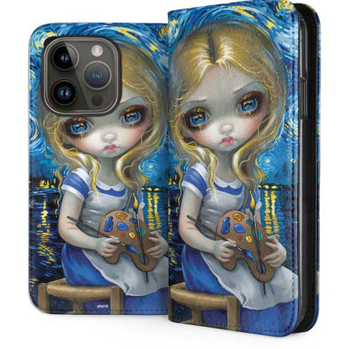 Artist Alice in Van Gogh Starry Night by Jasmine Becket-Griffith iPhone 15 Pro Folio Case