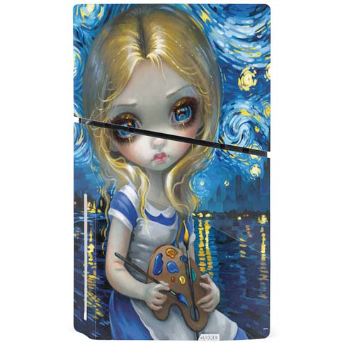 Artist Alice in Van Gogh Starry Night by Jasmine Becket-Griffith PS5 Slim Disk Console Skin