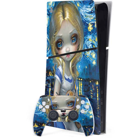 Artist Alice in Van Gogh Starry Night by Jasmine Becket-Griffith PS5 Slim Digital Edition Bundle Skin